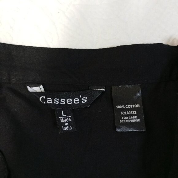 Cassees Mini Dress Womens Black Puff Sleeve Elastic Waist & Lining Size L - Picture 2 of 9